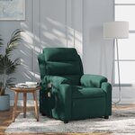 vidaXL Fauteuil inclinable de massage vert foncé velours