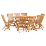 vidaXL Ensemble à manger d'extérieur pliable 9 Pièces Bois solide de teck