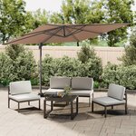 vidaXL Parasol déporté avec mât en aluminium Taupe 400x300 cm