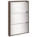 vidaXL Armoire à chaussures miroir 5niveaux Chêne marron 63x17x169 5cm