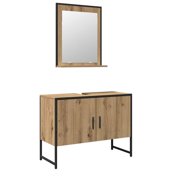 vidaXL Ensemble de mobilier de salle de bain avec porte 2 Pièces Marron