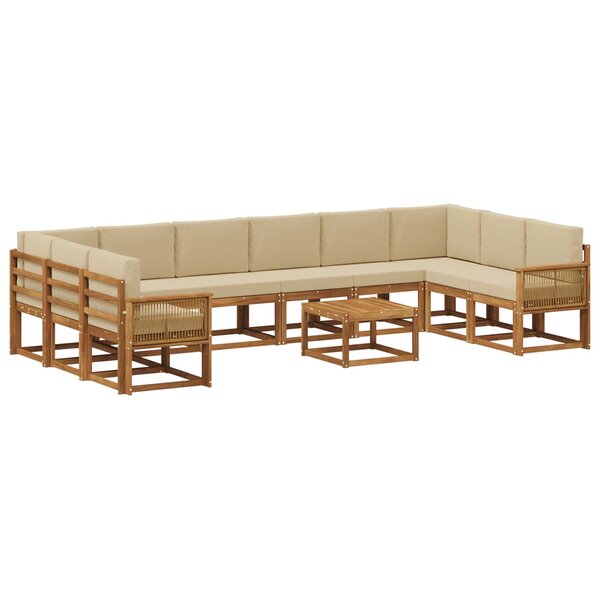 vidaXL Ensemble de canapés d'extérieur 11 pc Naturel et Beige
