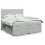 vidaXL Sommier à lattes de lit et matelas Gris clair 200x200cm Velours