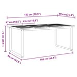 vidaXL Table de jardin pour repas Gris 180 x 90 x 75 cm