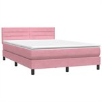 vidaXL Sommier à lattes de lit avec matelas rose 140x210 cm velours