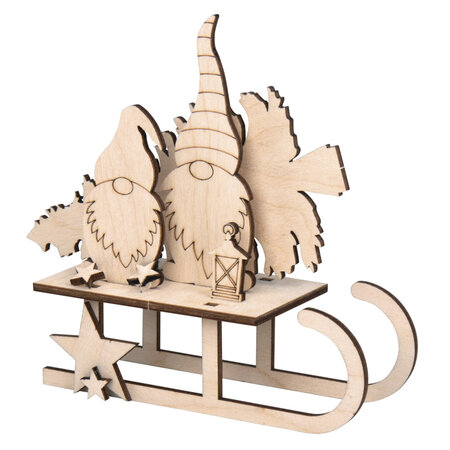 Maquette en bois déco de Noël Lutins 16 5 cm