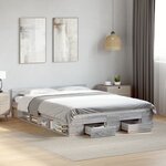 vidaXL Cadre de lit avec tiroirs sans matelas sonoma gris 150x200 cm
