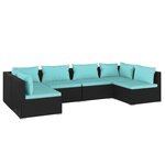 vidaXL Salon de jardin 6 Pièces avec coussins Résine tressée Noir
