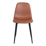 2 chaises de salle à manger en cuir synthétique marron avec pieds noirs