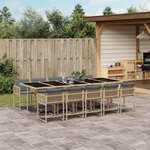 vidaXL Ensemble à manger de jardin et coussins 11 Pièces mélange beige