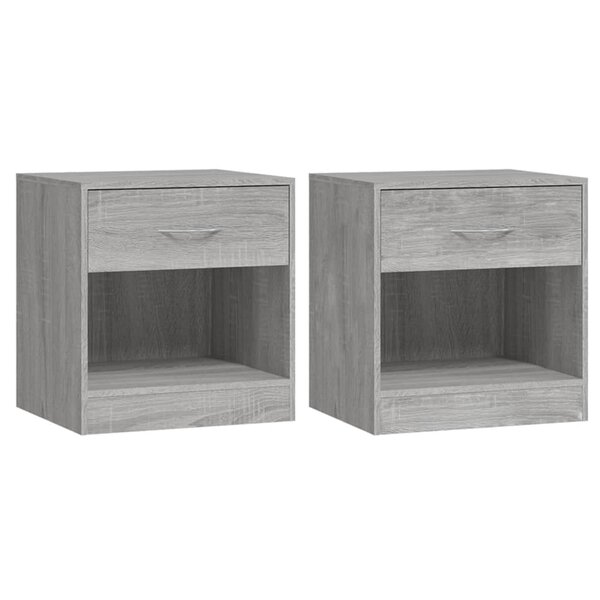 vidaXL Tables de chevet 2 Pièces avec tiroir Sonoma gris