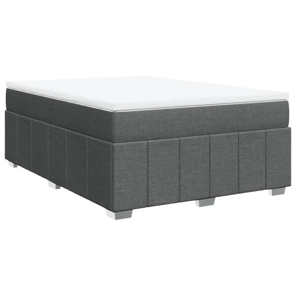vidaXL Sommier à lattes de lit avec matelas Gris foncé 140x190cm Tissu