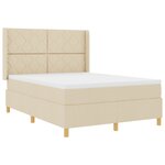 Lit Box Spring avec Matelas et LED Crème 140x200 cm Tissu