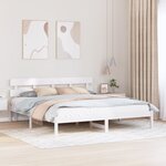 vidaXL Cadre de lit en bois de pin blanc Blanc Bois de pin massif