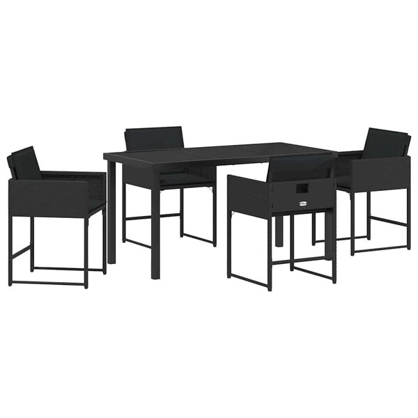 vidaXL Ensemble de salle à manger pour jardin 5 Pièces Noir polyrotin