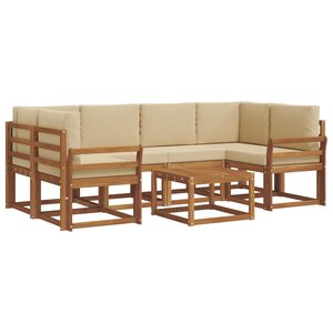 vidaXL Ensemble de canapés d'extérieur 7 Pièces Naturel et Beige