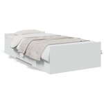 vidaXL Cadre de lit avec tiroirs blanc 100x200 cm bois d'ingénierie