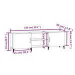 vidaXL Meuble TV chêne marron 150x30x50 cm bois d'ingénierie