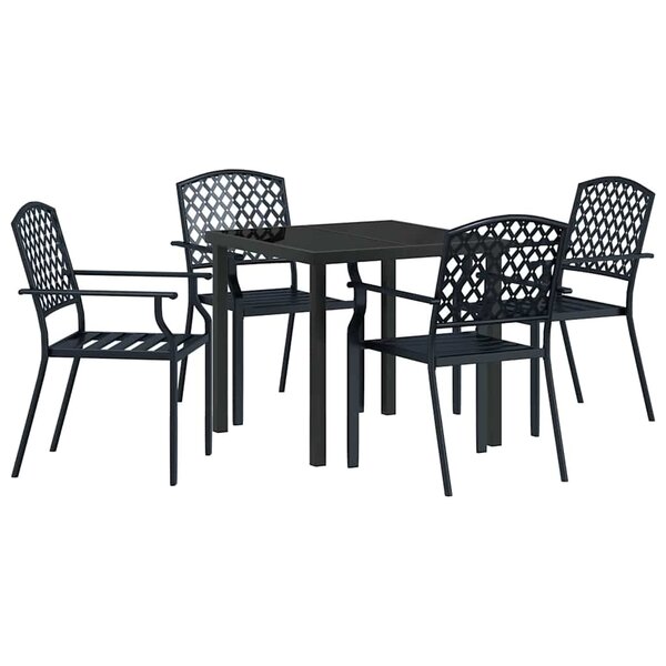 vidaXL Ensemble de salle à manger pour jardin 5 Pièces Anthracite Acier