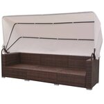 Vidaxl salon de jardin 7 pièces avec baldaquin résine tressée marron