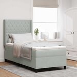 vidaXL Lit à Ressorts avec Matelas LED Gris clair 100 x 200 cm Velours