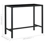 vidaXL Table bar de jardin Noir 130x60x110 cm Résine tressée et verre