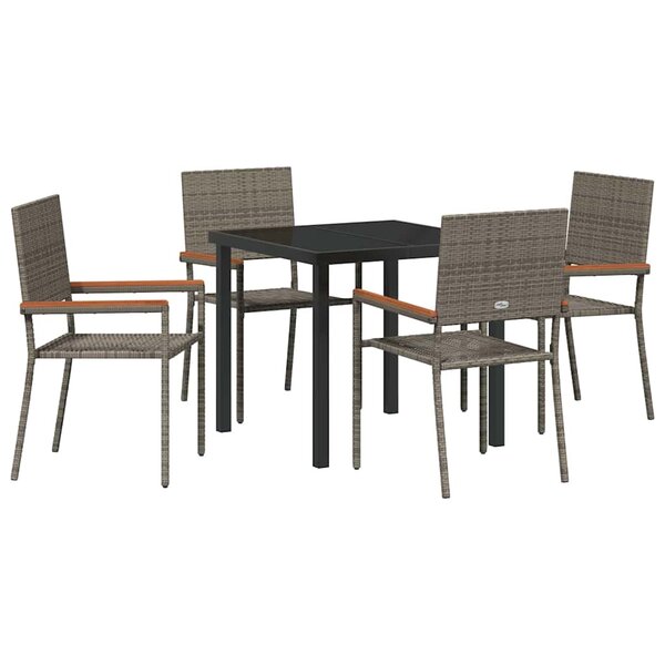 vidaXL Ensemble de salle à manger pour jardin 5 Pièces Gris Poly rotin