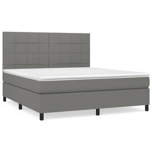 vidaXL Sommier à lattes de lit avec matelas Gris foncé 180x200cm Tissu