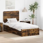 vidaXL Cadre de lit Chêne fumé 100 x 200 cm Bois d'ingénierie