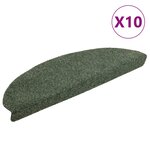 vidaXL Tapis d'escalier autocollants 10 pièces 65 x 21 x 4 cm Vert Demi-rond Grand