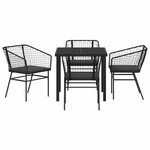 vidaXL Ensemble de salle à manger pour jardin 5 Pièces Noir polyrotin