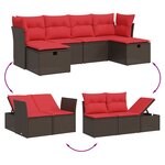 vidaXL Salon de jardin 6 Pièces avec coussins marron résine tressée