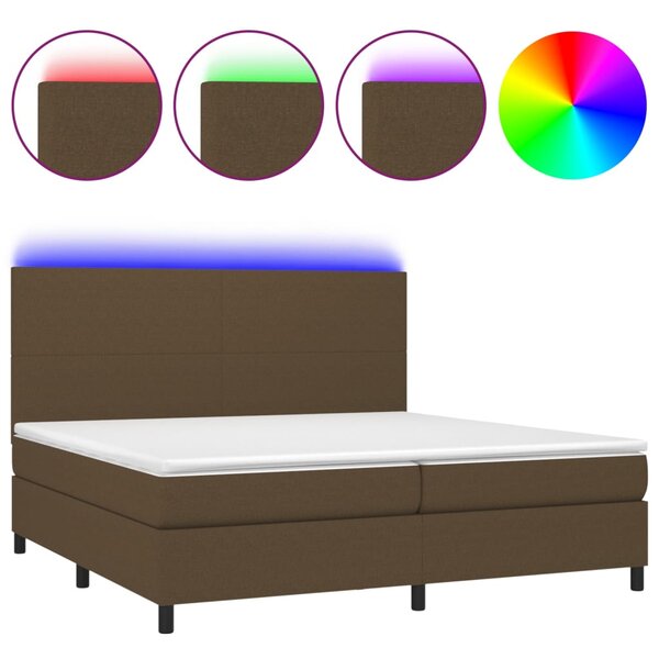vidaXL Sommier à lattes de lit matelas et LED Marron foncé 200x200 cm