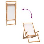 vidaXL Chaise de plage pliable Bois de teck solide Crème