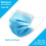 3 boîtes de 50 masques chirurgicaux type IIR - coloris bleu