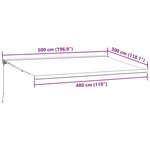 vidaXL Auvent rétractable anthracite et blanc 5x3 m tissu et aluminium