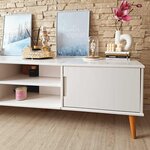 vidaXL Meuble TV MOLDE Blanc 158x40x49 cm Bois de pin massif