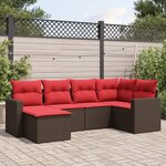 vidaXL Salon de jardin 6 Pièces avec coussins marron résine tressée