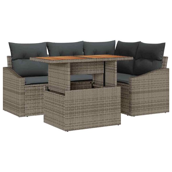 vidaXL Ensemble de salle à manger pour jardin Gris et marron