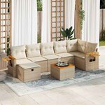 vidaXL Salon de jardin avec coussins 8 Pièces beige résine tressée