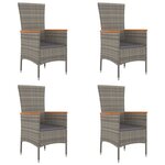 vidaXL Chaises de jardin avec coussins lot de 4 Résine tressée Gris