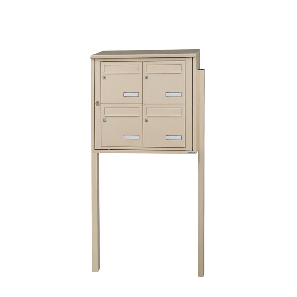 Bloc collectif Leabox 2x2 grade 3 simple face extérieur fixation sur pieds à sceller ivoire ral 1015 finition brillante