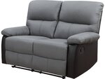 Canapé relax "Lincoln" - 147 x 89 x 103 cm - 2 places - Noir / Gris foncé