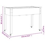 vidaXL Jardinière sur roues avec doublure 118x59x80 cm bois de sapin