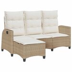 vidaXL Canapé de jardin inclinable coussins forme de L beige polyrotin