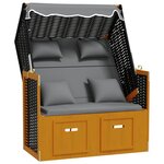 vidaXL Strandkorb coussin résine tressée bois solide noir anthracite