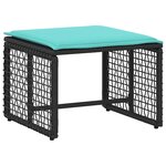 vidaXL Ensemble de meubles d'extérieur 5 Pièces Noir et turquoise