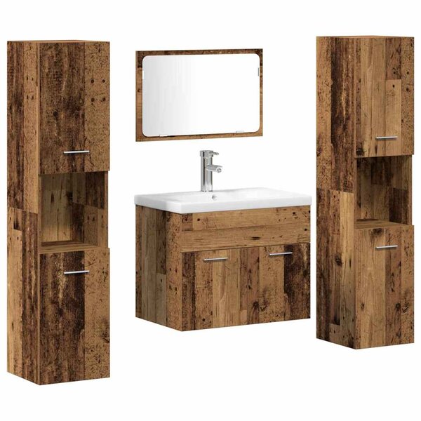 vidaXL Ensemble de mobilier de salle de bain 5 Pièces Bois Ancien