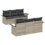 vidaXL Ensemble de canapé de jardin 7 Pièces Gris clair Poly rotin