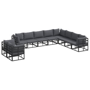 vidaXL Ensemble de canapé de jardin 10 pc Noir Aluminium